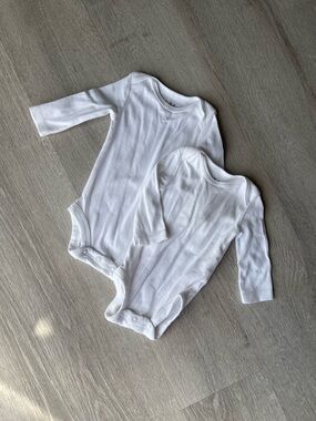 child of mine White Long-Sleeve Baby One-Piece Bodysuits (2-Pack)